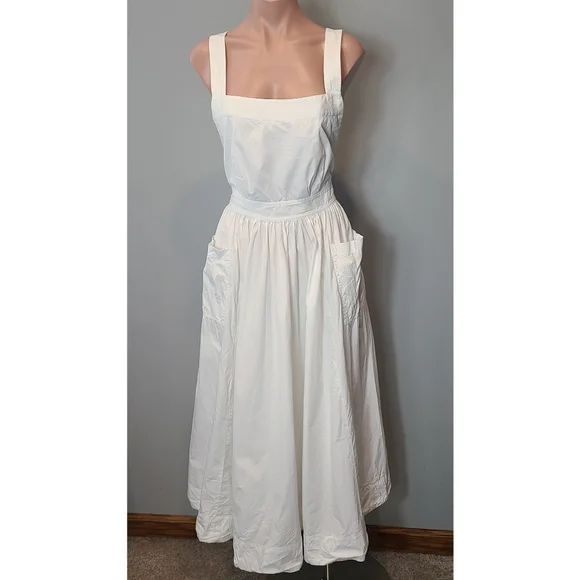 J.Crew Cotton poplin apron white dress convertible straps Size 6 Summer Preppy - Picture 1 of 10